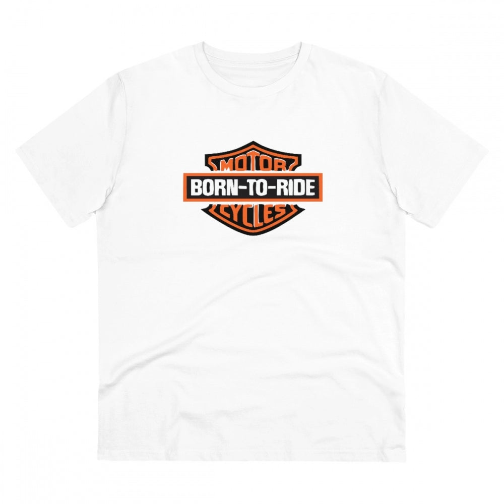 Generic Men's PC Cotton Bike Ride Design Printed T Shirt (Color: White, Thread Count: 180GSM) Main image