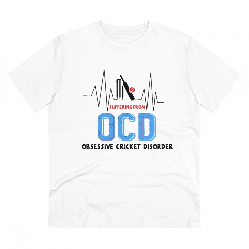 Generic Men's PC Cotton Cricket Design Printed T Shirt (Color: White, Thread Count: 180GSM) Main image