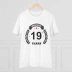 Generic Men's PC Cotton 19th Anniversary Printed T Shirt (Color: White, Thread Count: 180GSM)