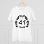 Generic Men's PC Cotton 41st Anniversary Printed T Shirt (Color: White, Thread Count: 180GSM)