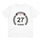 Generic Men's PC Cotton 27th Anniversary Printed T Shirt (Color: White, Thread Count: 180GSM)