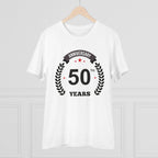 Generic Men's PC Cotton 50th Anniversary Printed T Shirt (Color: White, Thread Count: 180GSM)