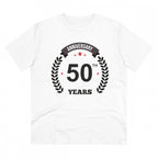 Generic Men's PC Cotton 50th Anniversary Printed T Shirt (Color: White, Thread Count: 180GSM)