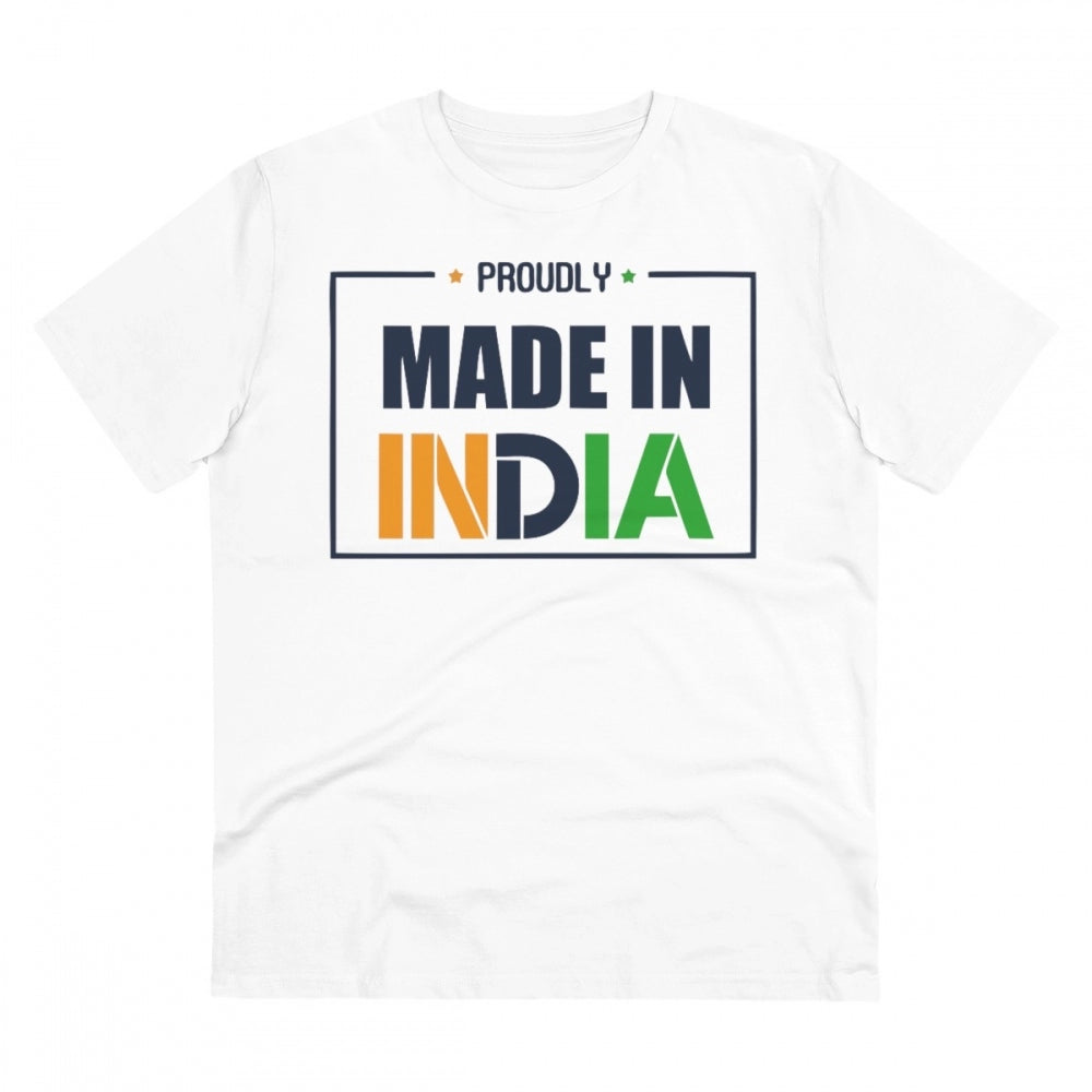 Generic Men's PC Cotton Made In India Printed T Shirt (Color: White, Thread Count: 180GSM) Main image