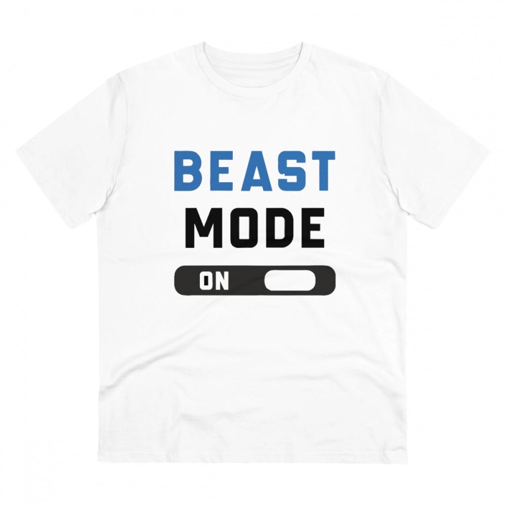Generic Men's PC Cotton Beast Mode On Printed T Shirt (Color: White, Thread Count: 180GSM) Main image