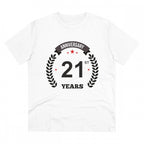 Generic Men's PC Cotton 21st Anniversary Printed T Shirt (Color: White, Thread Count: 180GSM)