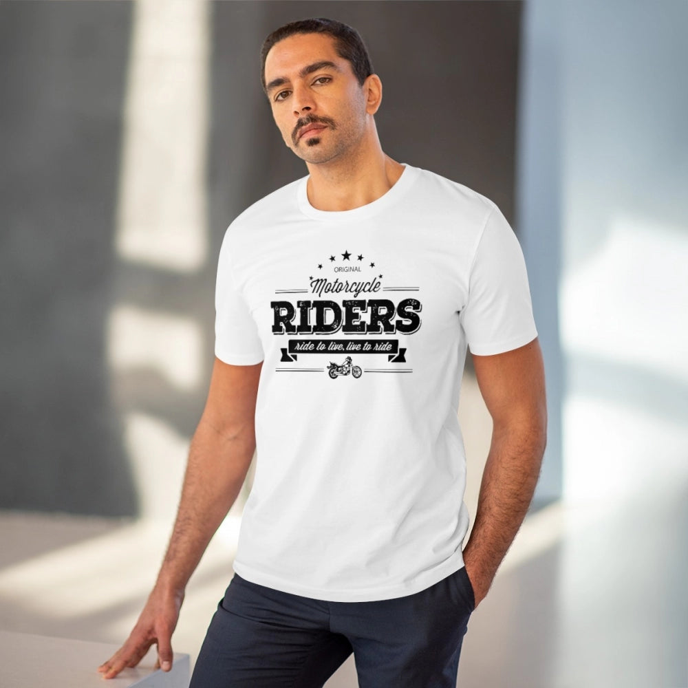 Generic Men's PC Cotton Bike Ride Design Printed T Shirt (Color: White, Thread Count: 180GSM) Secondary image