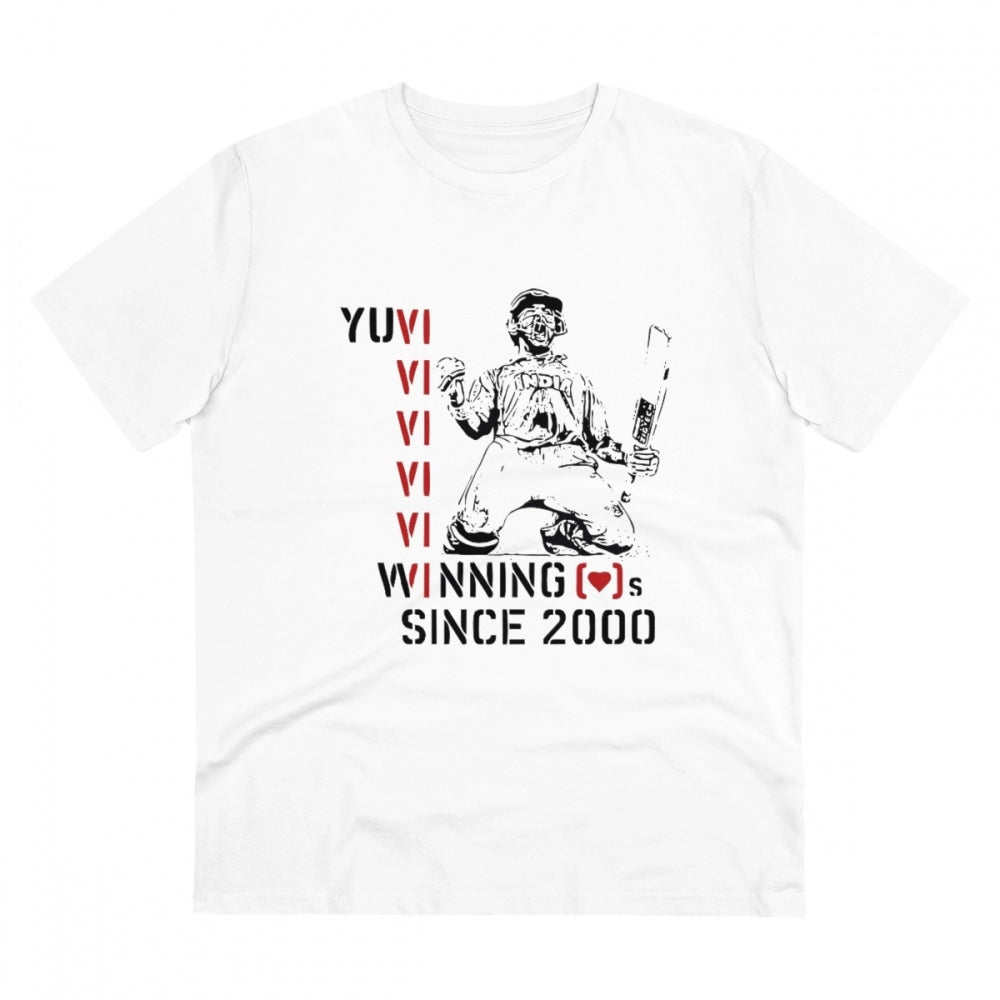 Generic Men's PC Cotton Cricket Design Printed T Shirt (Color: White, Thread Count: 180GSM) Main image