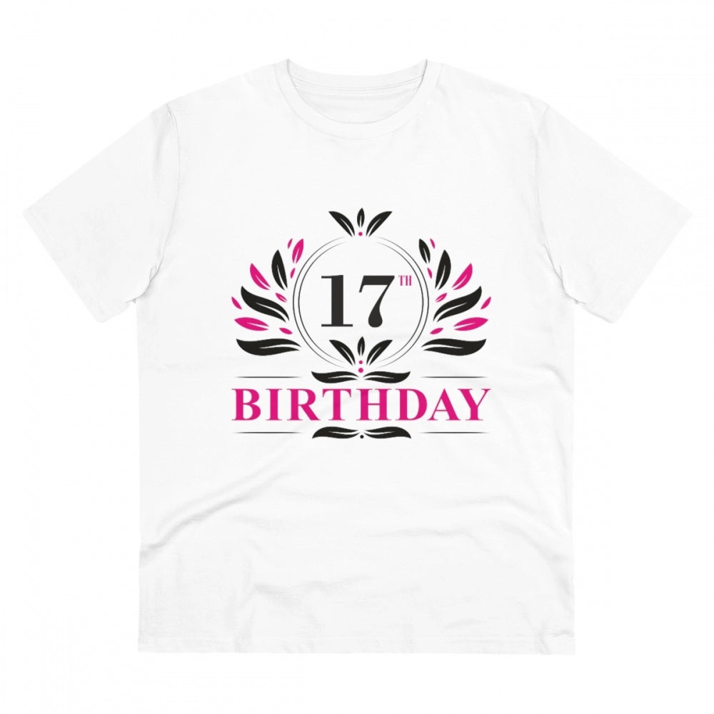 Generic Men's PC Cotton 17th Birthday Printed T Shirt (Color: White, Thread Count: 180GSM) Main image