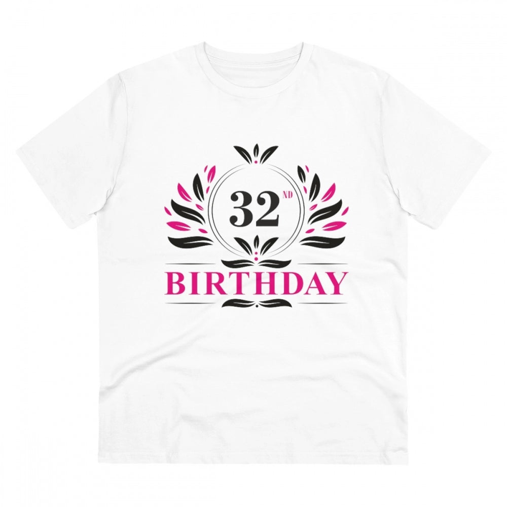 Generic Men's PC Cotton 32nd Birthday Printed T Shirt (Color: White, Thread Count: 180GSM) Main image
