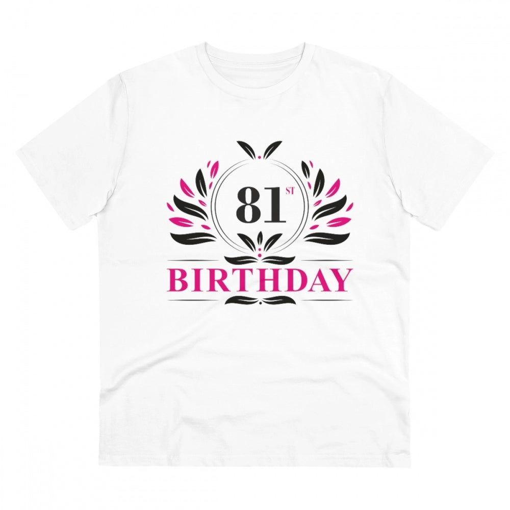 Generic Men's PC Cotton 81st Birthday Printed T Shirt (Color: White, Thread Count: 180GSM) Main image