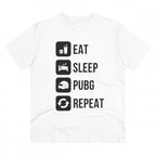 Generic Men's PC Cotton Eat Sleep Pubg Repeat Printed T Shirt (Color: White, Thread Count: 180GSM)