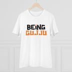 Generic Men's PC Cotton Being Gujju Printed T Shirt (Color: White, Thread Count: 180GSM)