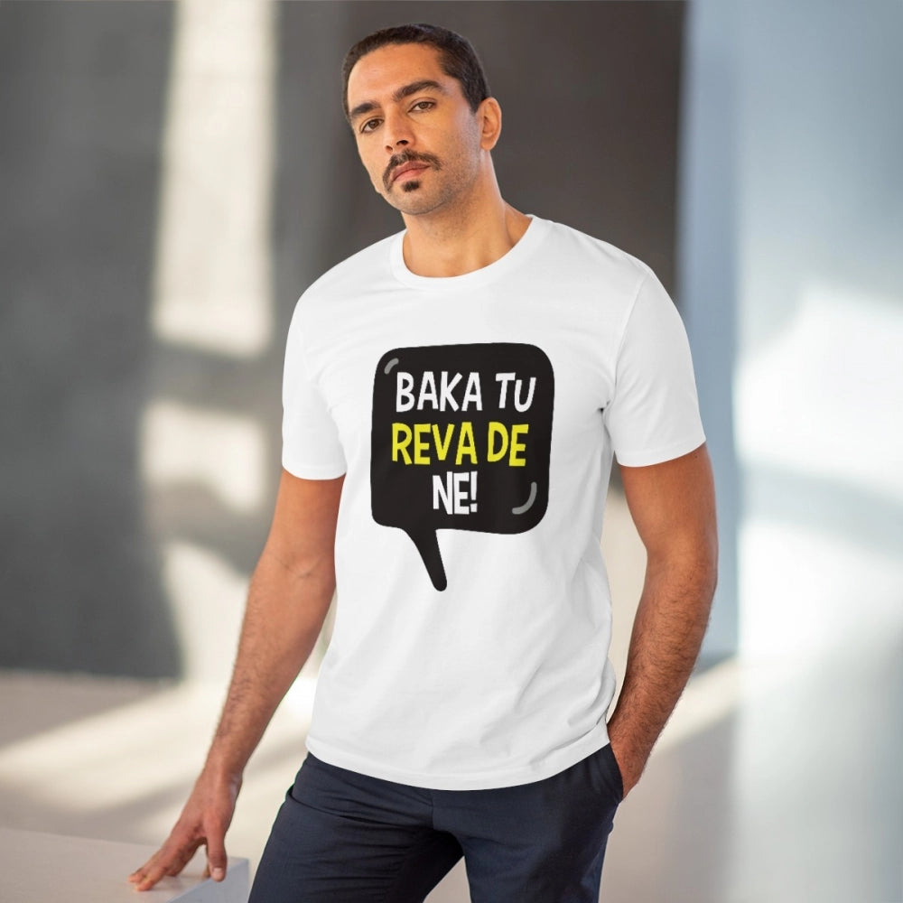 Generic Men's PC Cotton Baka Tu Reva De Printed T Shirt (Color: White, Thread Count: 180GSM) Secondary image