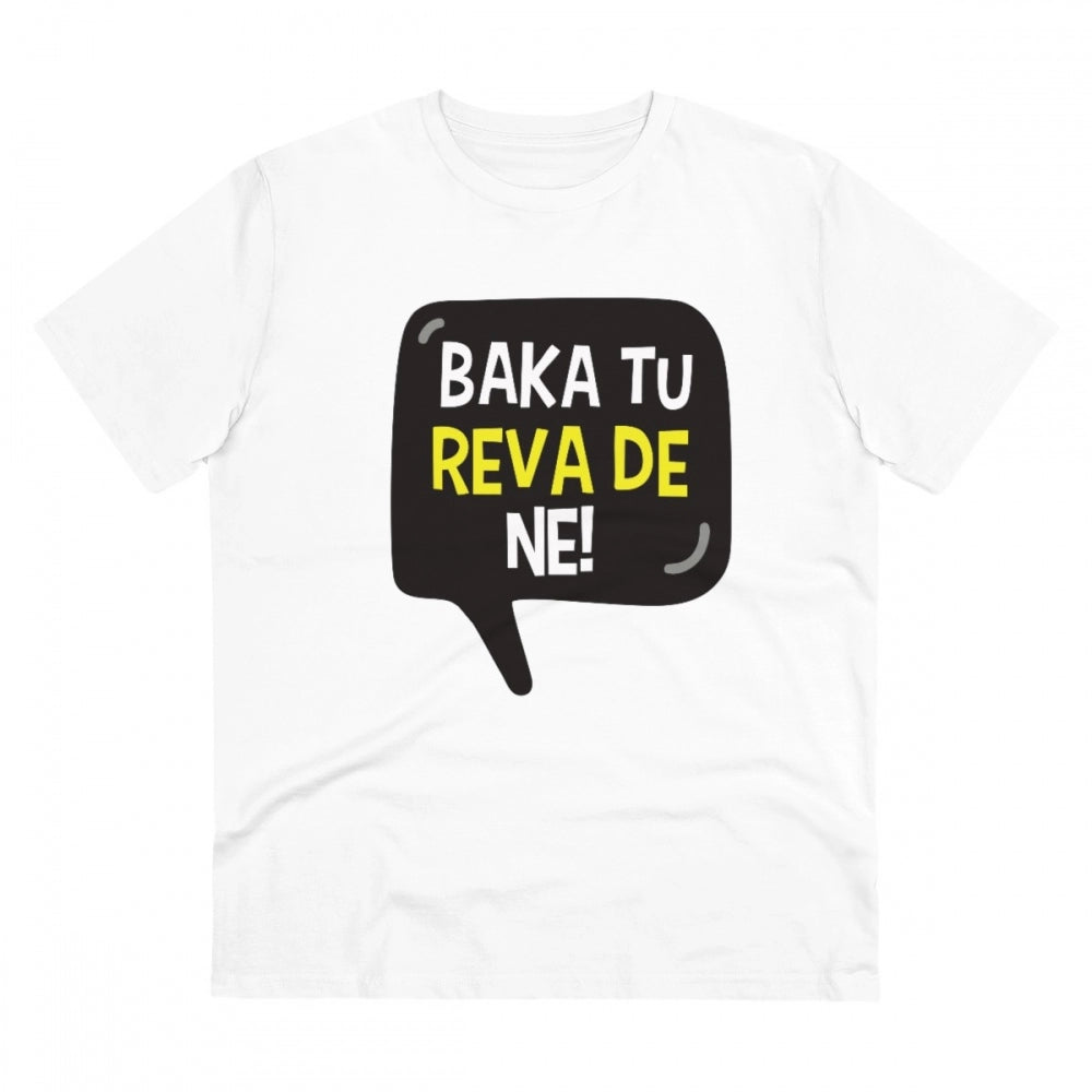 Generic Men's PC Cotton Baka Tu Reva De Printed T Shirt (Color: White, Thread Count: 180GSM) Main image