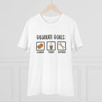 Generic Men's PC Cotton Gujarati Goals Printed T Shirt (Color: White, Thread Count: 180GSM)