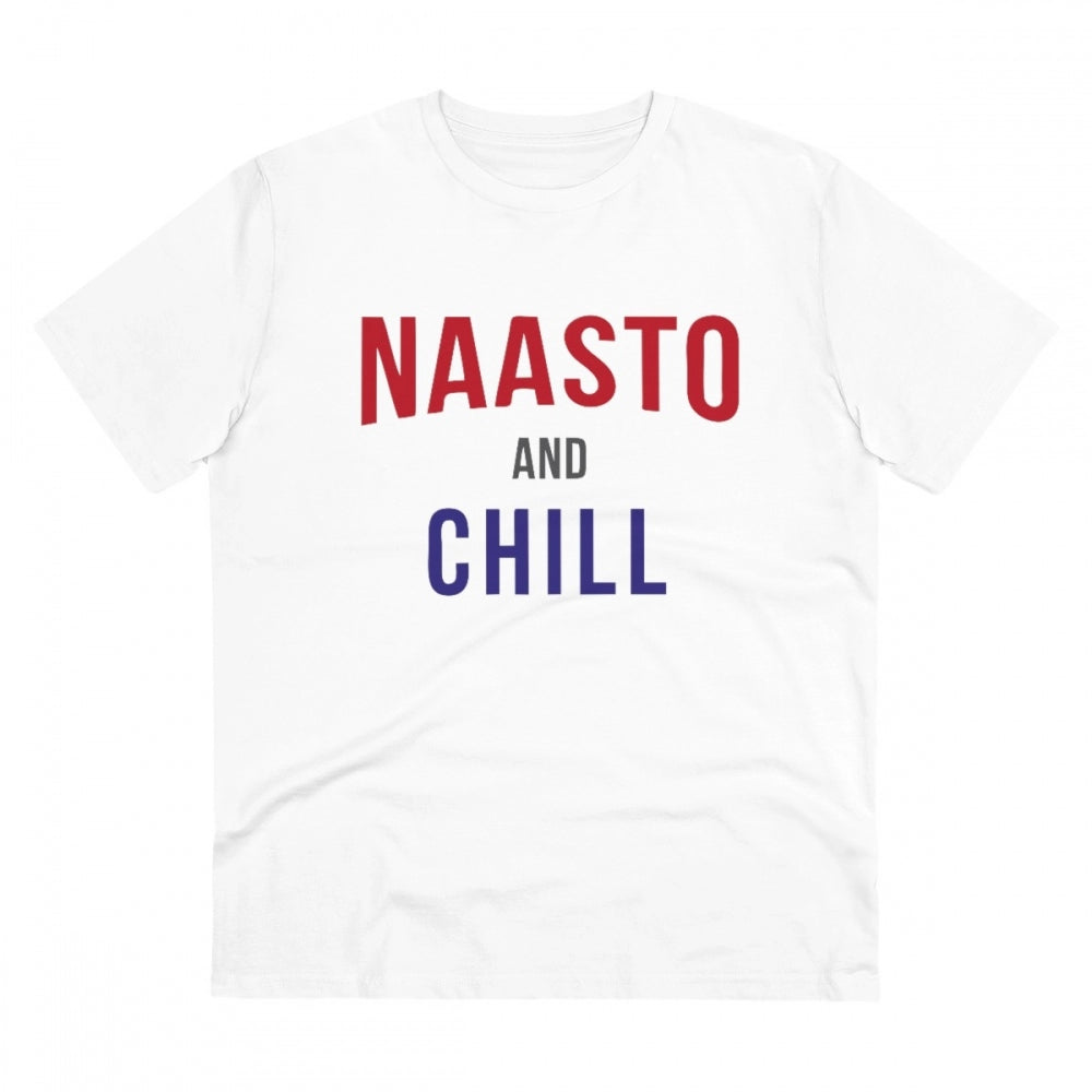 Generic Men's PC Cotton Nasto And Chill Printed T Shirt (Color: White, Thread Count: 180GSM) Main image