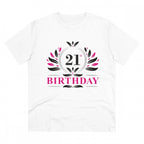Generic Men's PC Cotton 21st Birthday Printed T Shirt (Color: White, Thread Count: 180GSM)