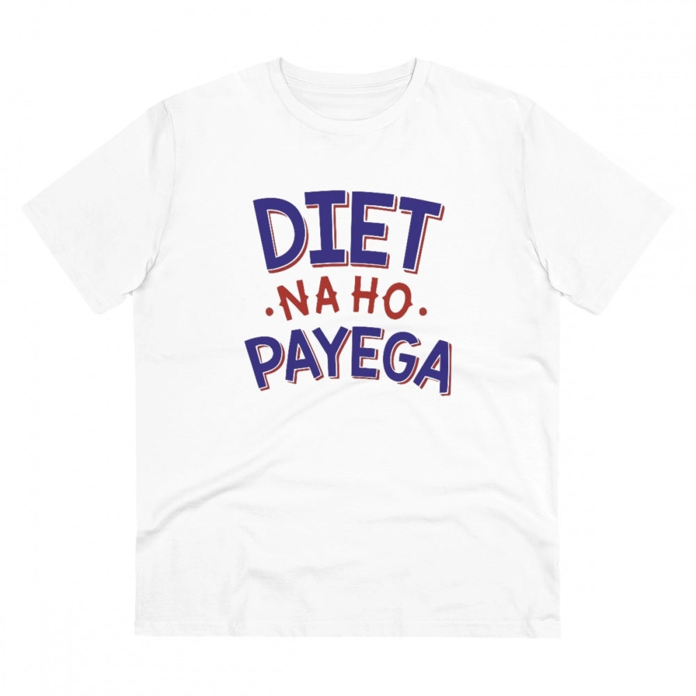 Generic Men's PC Cotton Diet Na Ho Payega Printed T Shirt (Color: White, Thread Count: 180GSM) Main image