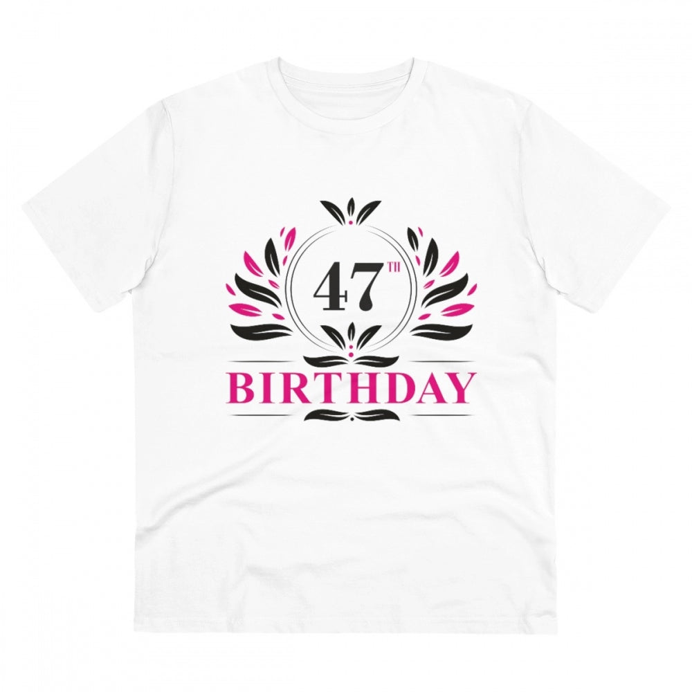 Generic Men's PC Cotton 47th Birthday Printed T Shirt (Color: White, Thread Count: 180GSM) Main image