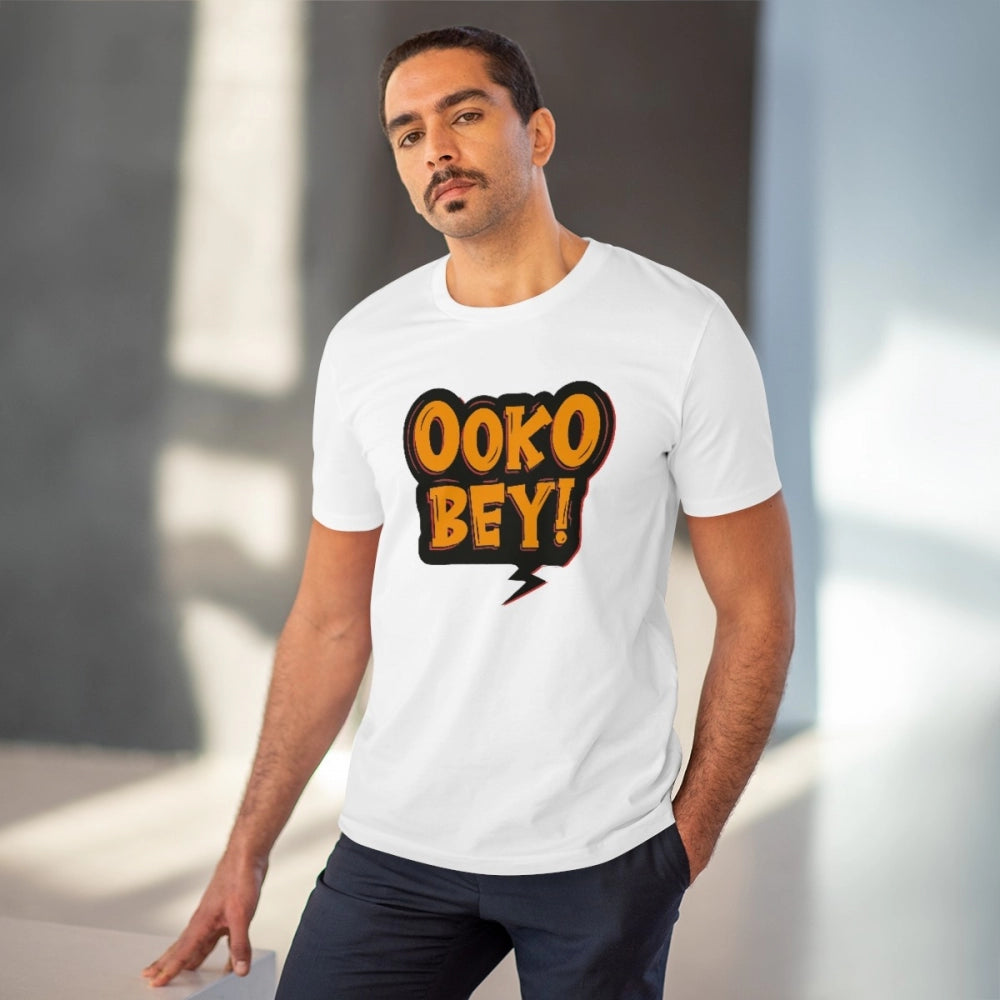 Generic Men's PC Cotton Telugu Desing Printed T Shirt (Color: White, Thread Count: 180GSM) Secondary image