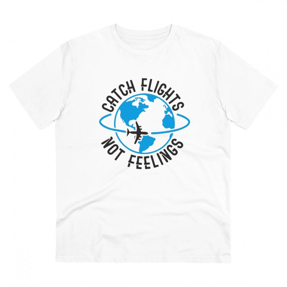 Generic Men's PC Cotton Explore The Unseen Printed T Shirt (Color: White, Thread Count: 180GSM) Main image