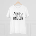 Generic Men's PC Cotton Explore The Unseen Printed T Shirt (Color: White, Thread Count: 180GSM)