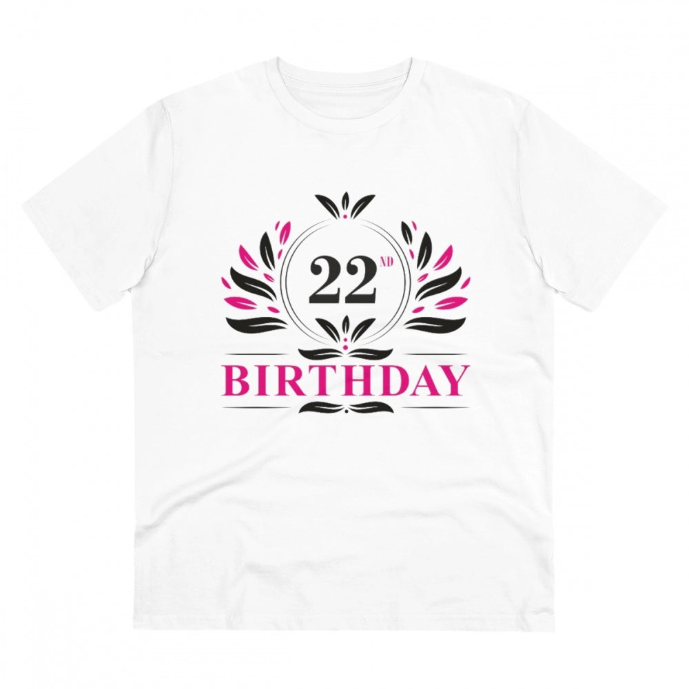 Generic Men's PC Cotton 22nd Birthday Printed T Shirt (Color: White, Thread Count: 180GSM) Main image
