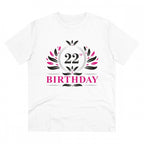 Generic Men's PC Cotton 22nd Birthday Printed T Shirt (Color: White, Thread Count: 180GSM)