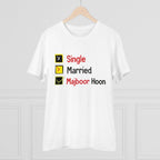 Generic Men's PC Cotton Single Married Majbur Printed T Shirt (Color: White, Thread Count: 180GSM)