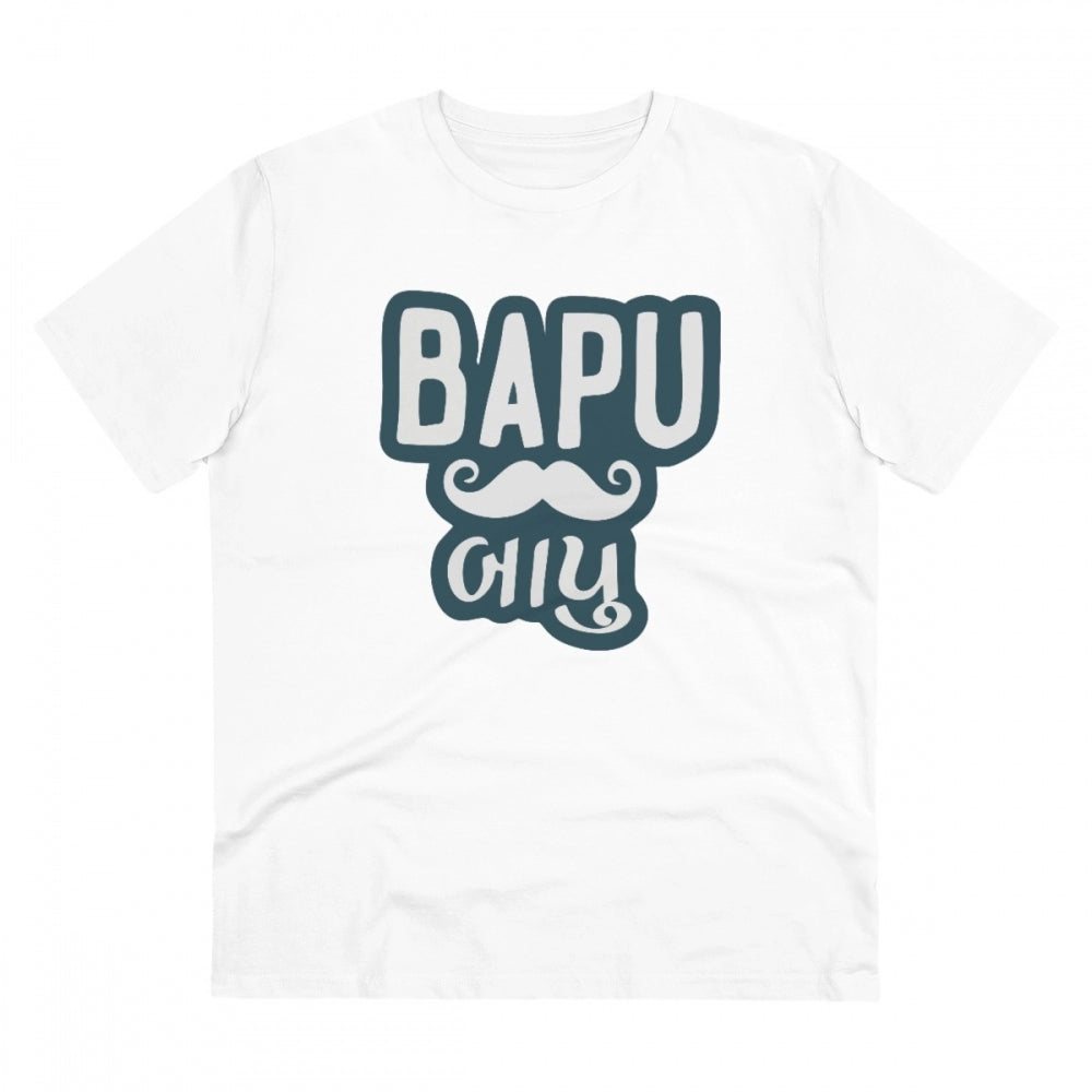 Generic Men's PC Cotton Baapu Printed T Shirt (Color: White, Thread Count: 180GSM) Main image