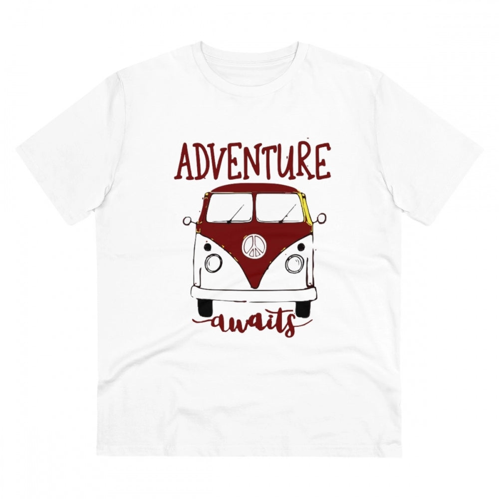 Generic Men's PC Cotton Explore The Unseen Printed T Shirt (Color: White, Thread Count: 180GSM) Main image