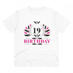 Generic Men's PC Cotton 19th Birthday Printed T Shirt (Color: White, Thread Count: 180GSM)