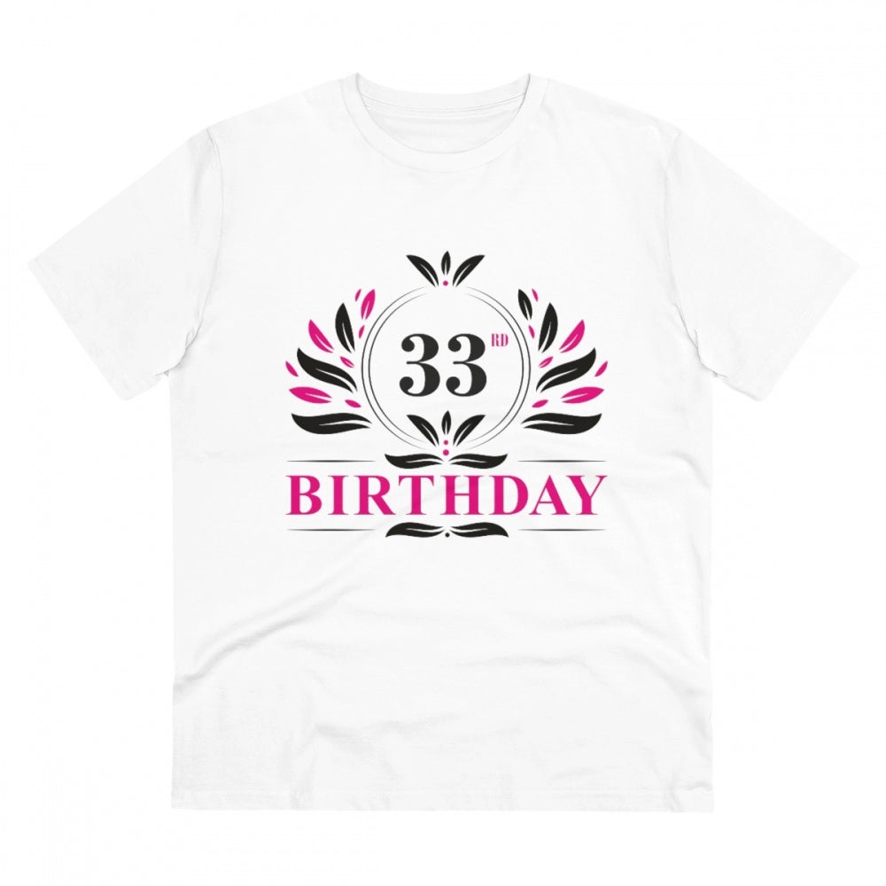 Generic Men's PC Cotton 33rd Birthday Printed T Shirt (Color: White, Thread Count: 180GSM) Main image