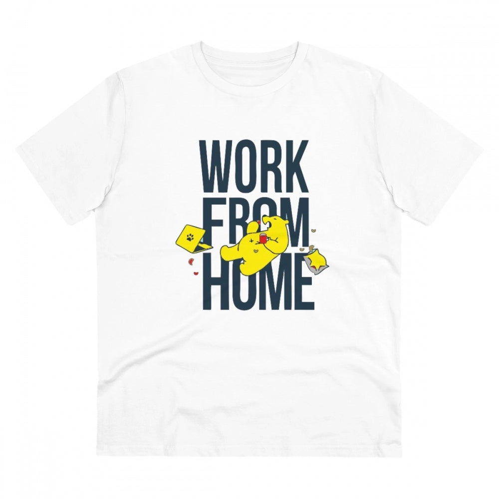 Generic Men's PC Cotton Work From Home Desing Printed T Shirt (Color: White, Thread Count: 180GSM) Main image