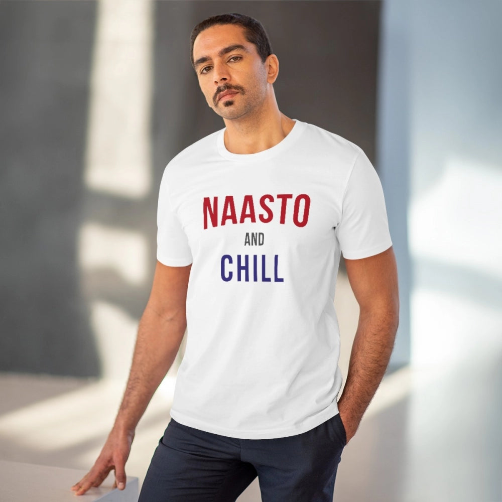 Generic Men's PC Cotton Nasto And Chill Printed T Shirt (Color: White, Thread Count: 180GSM) Secondary image