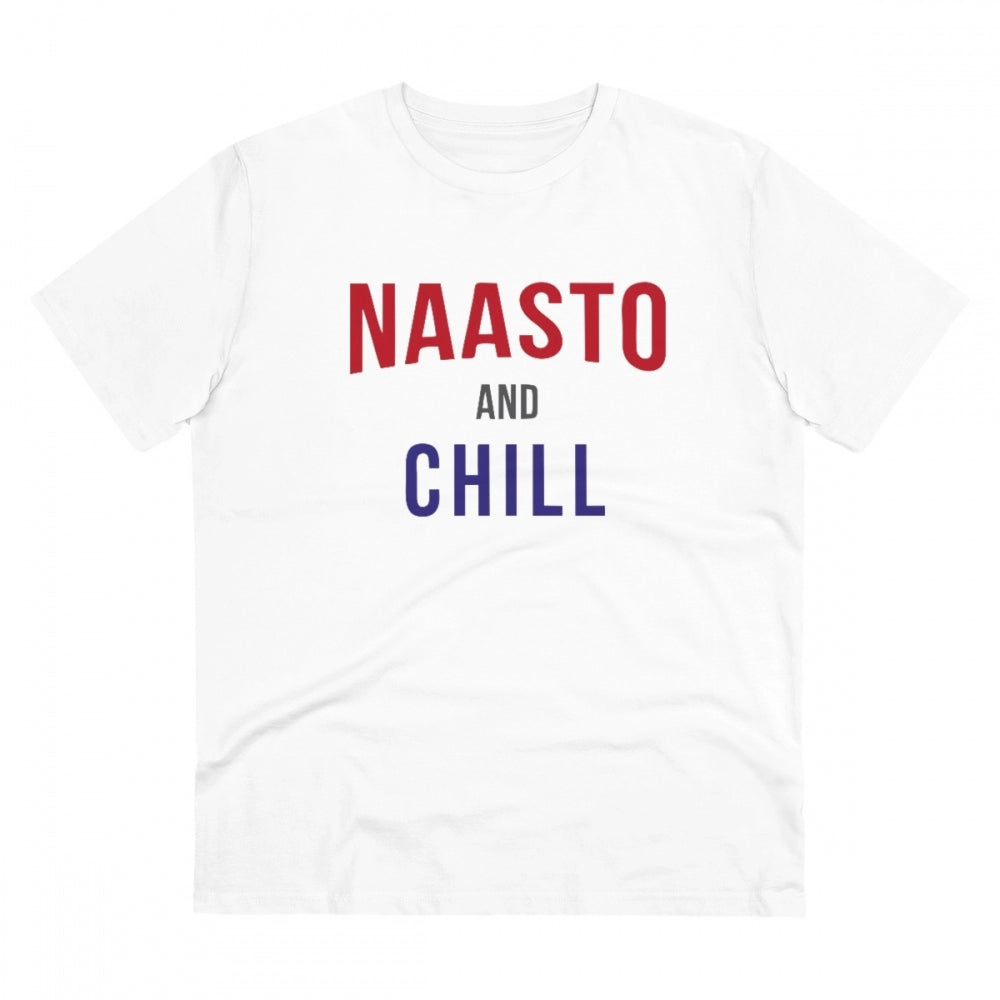 Generic Men's PC Cotton Nasto And Chill Printed T Shirt (Color: White, Thread Count: 180GSM) Main image