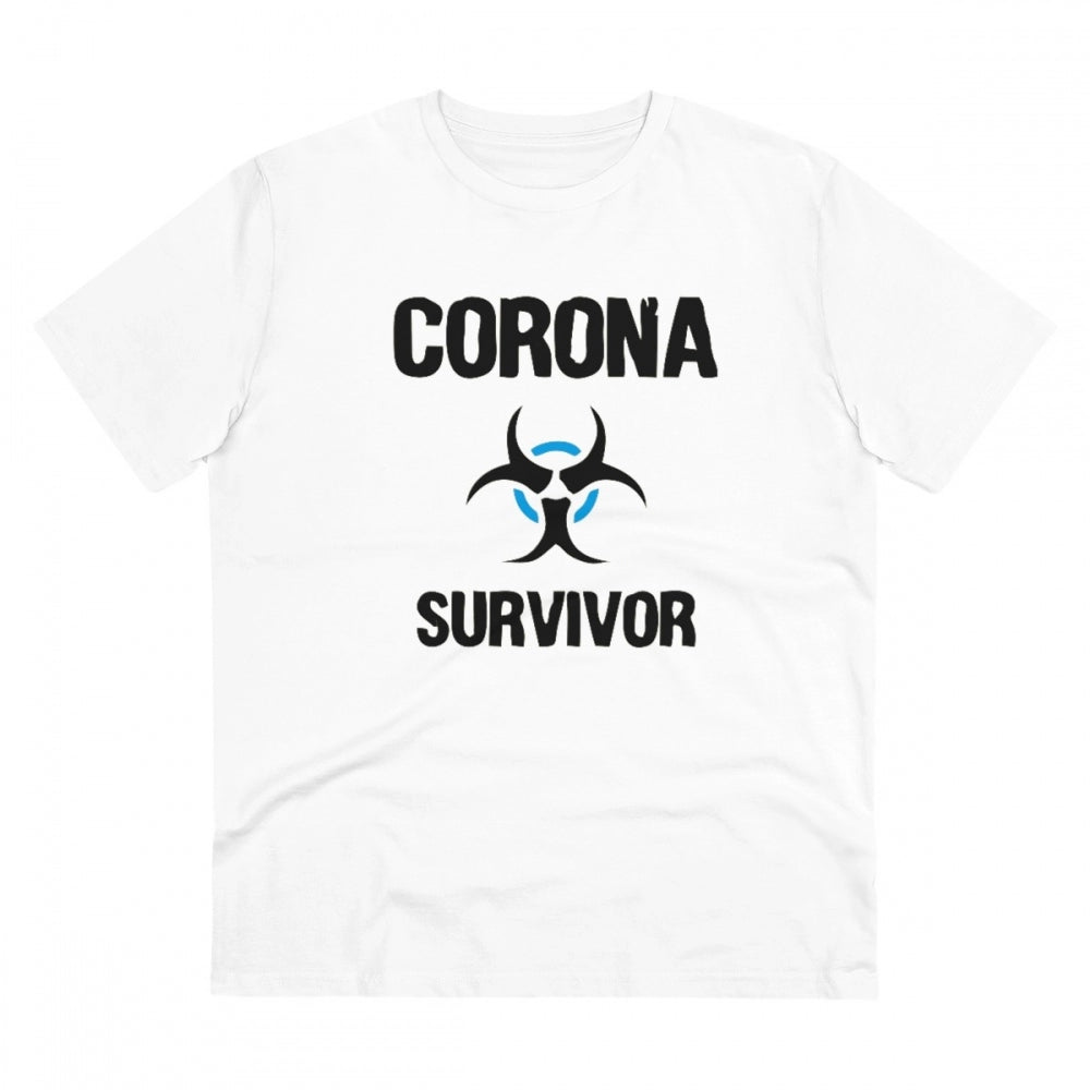 Generic Men's PC Cotton Corona Survivor Printed T Shirt (Color: White, Thread Count: 180GSM) Main image