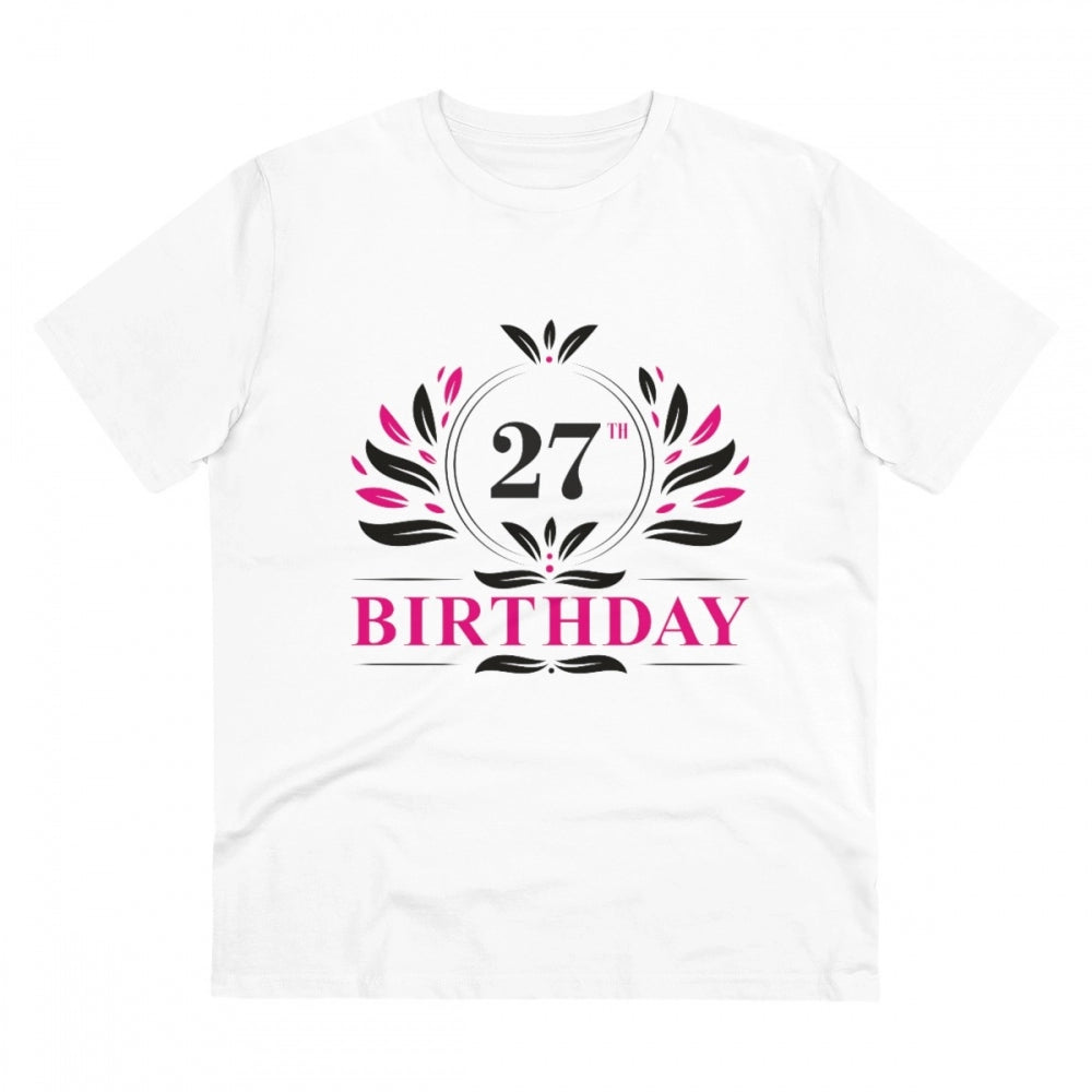 Generic Men's PC Cotton 27th Birthday Printed T Shirt (Color: White, Thread Count: 180GSM) Main image
