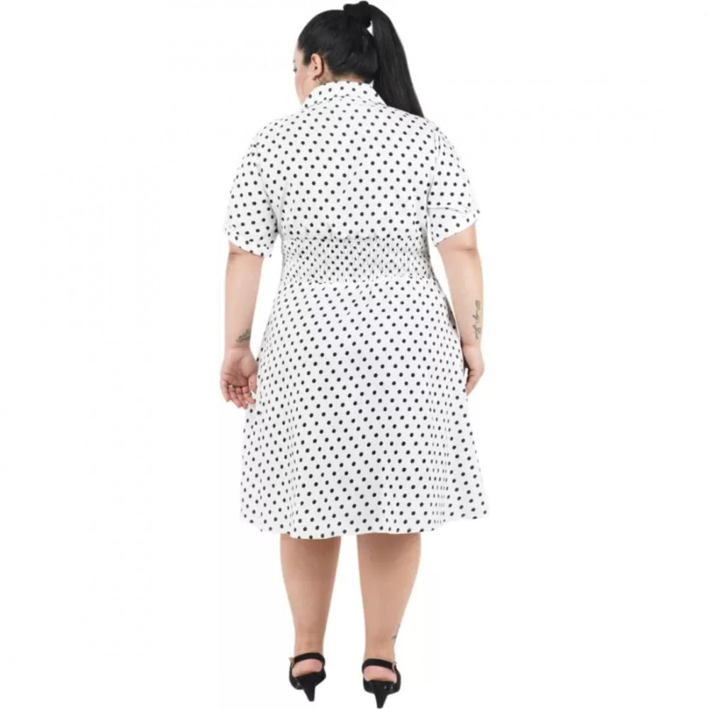 Generic Women's Cinched Waist White Dress (Color:White, Material:Poly Crepe) Secondary image