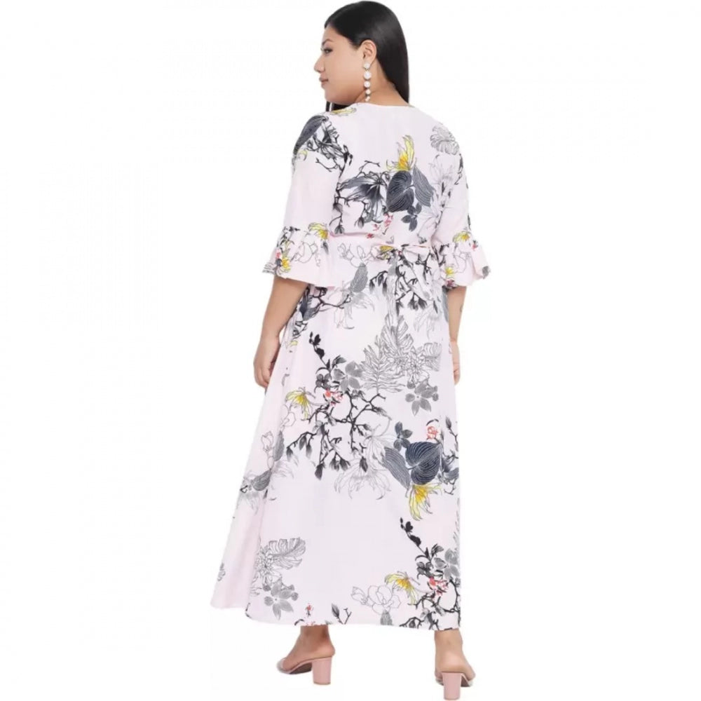 Generic Women's Fit And Flare White Dress (Color:White, Material:Polyester) Secondary image