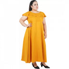 Generic Women's Fit And Flare Yellow Dress (Color:Yellow, Material:Polyester)