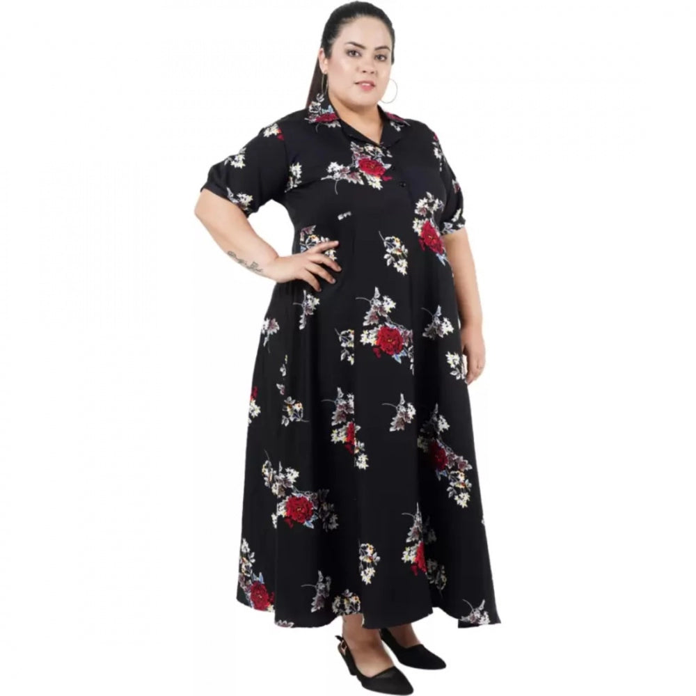 Generic Women's Fit And Flare Black Dress (Color:Black, Material:Polyester) Secondary image