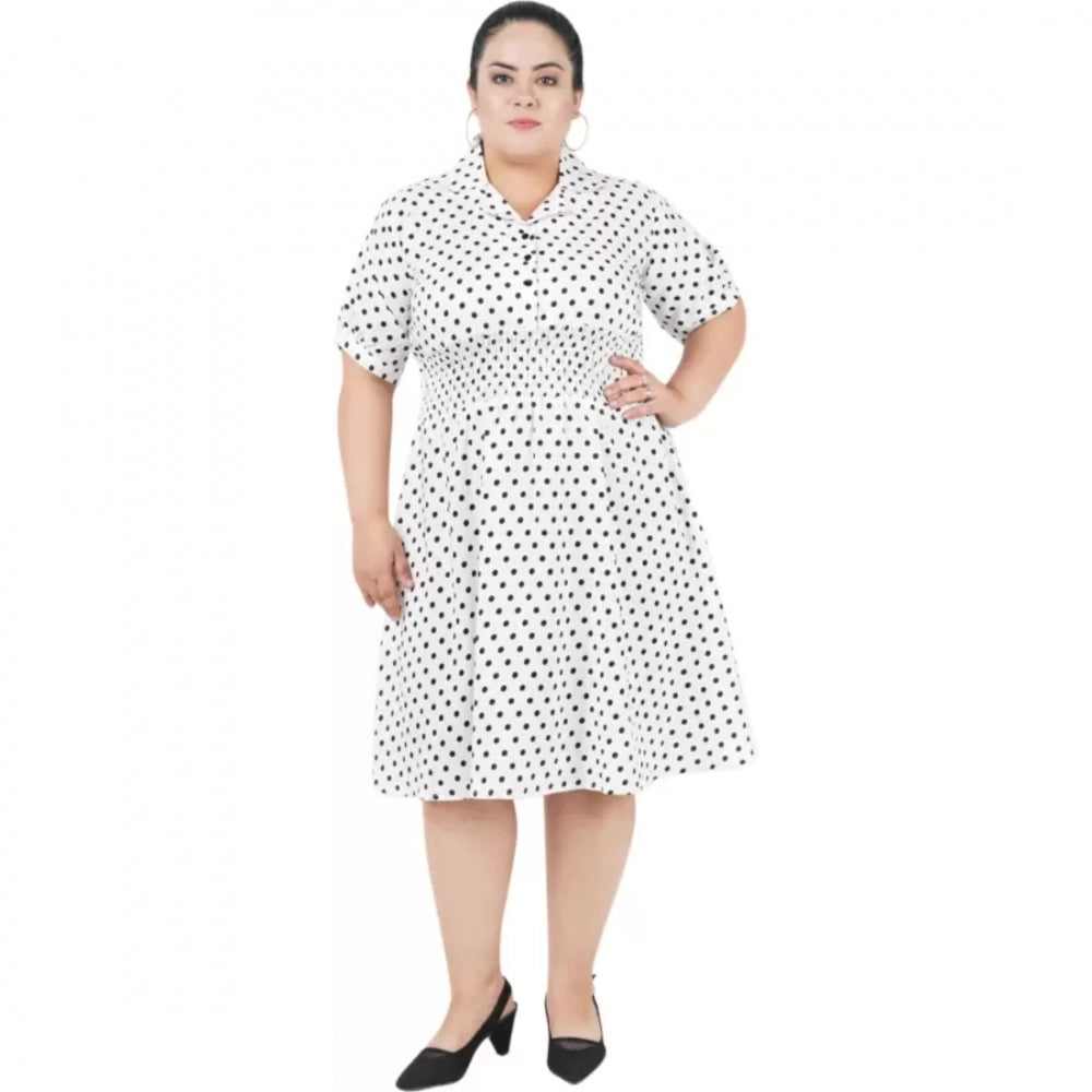 Generic Women's Cinched Waist White Dress (Color:White, Material:Poly Crepe) Main image