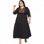 Generic Women's Fit And Flare Black Dress (Color:Black, Material:Polyester)