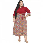 Generic Women's Fit And Flare Maroon Dress (Color:Maroon, Material:Polyester)