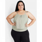 Generic Women's Casual Sleeveless Polka Print Green Top (Color:Grey, Material:Crepe)