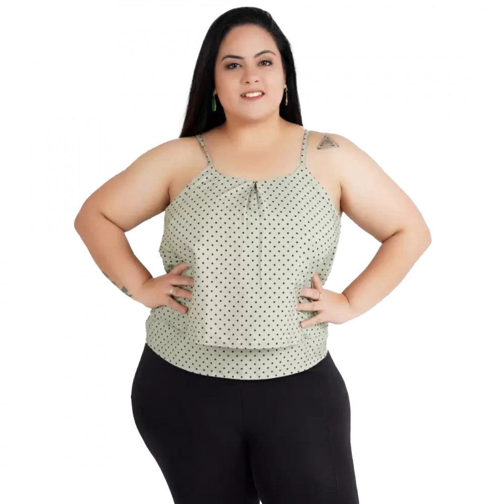 Generic Women's Casual Sleeveless Polka Print Green Top (Color:Grey, Material:Crepe) Main image