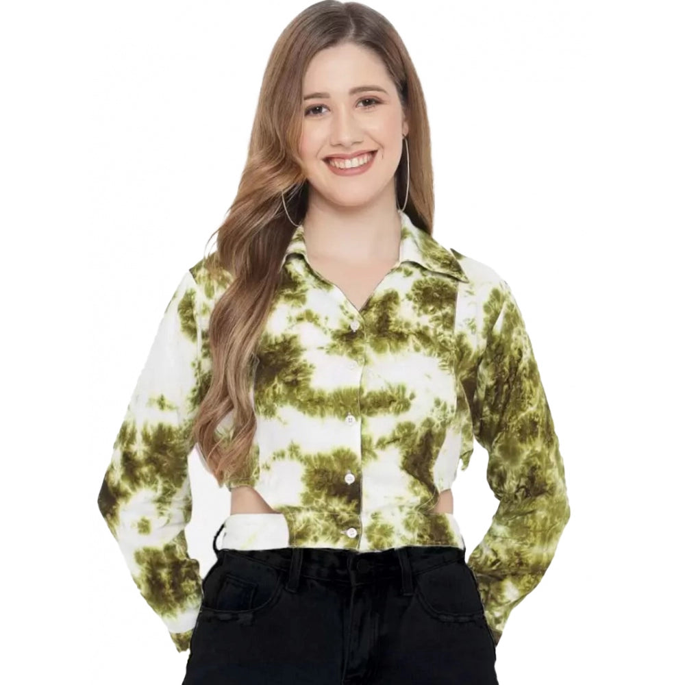 Generic Women's Casual Printed Green Top (Color:Green, Material:Rayon) Main image