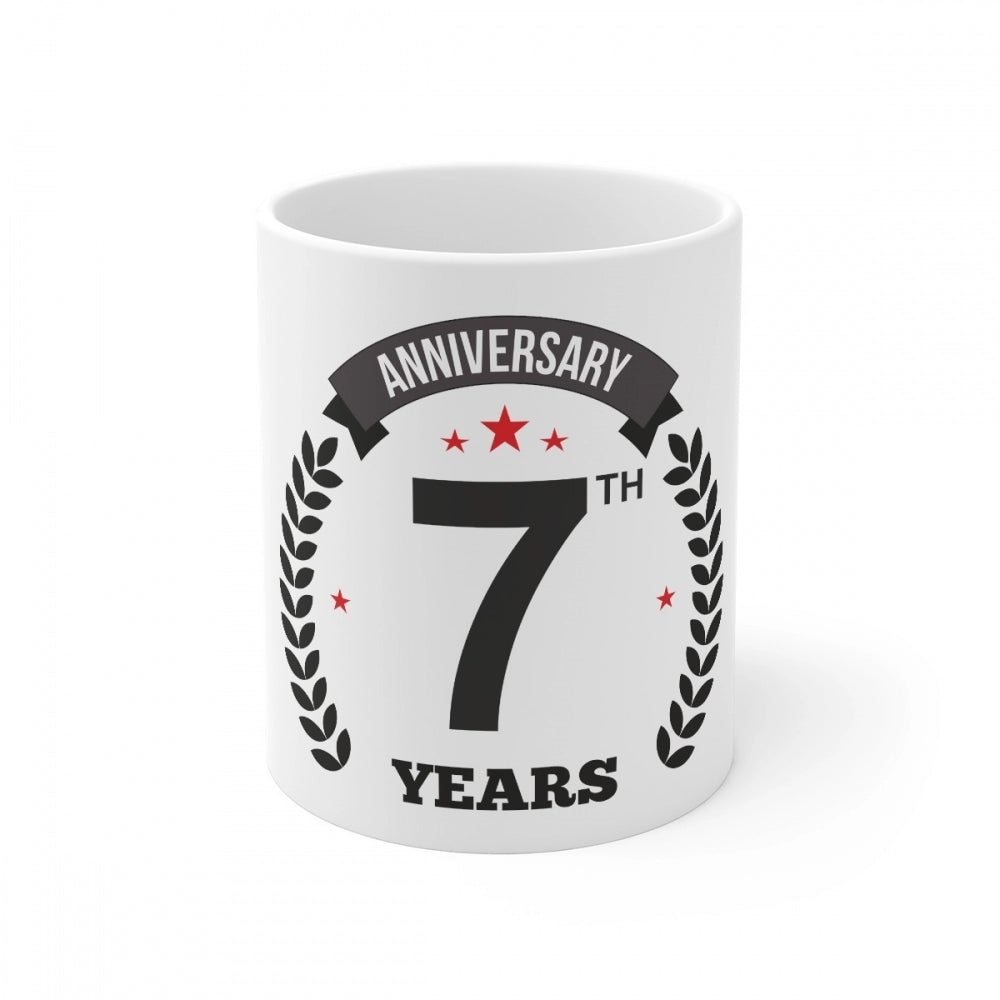 Generic Ceramic 7th Anniversary Printed Coffee Mug (Color: White, Capacity:330ml) Main image